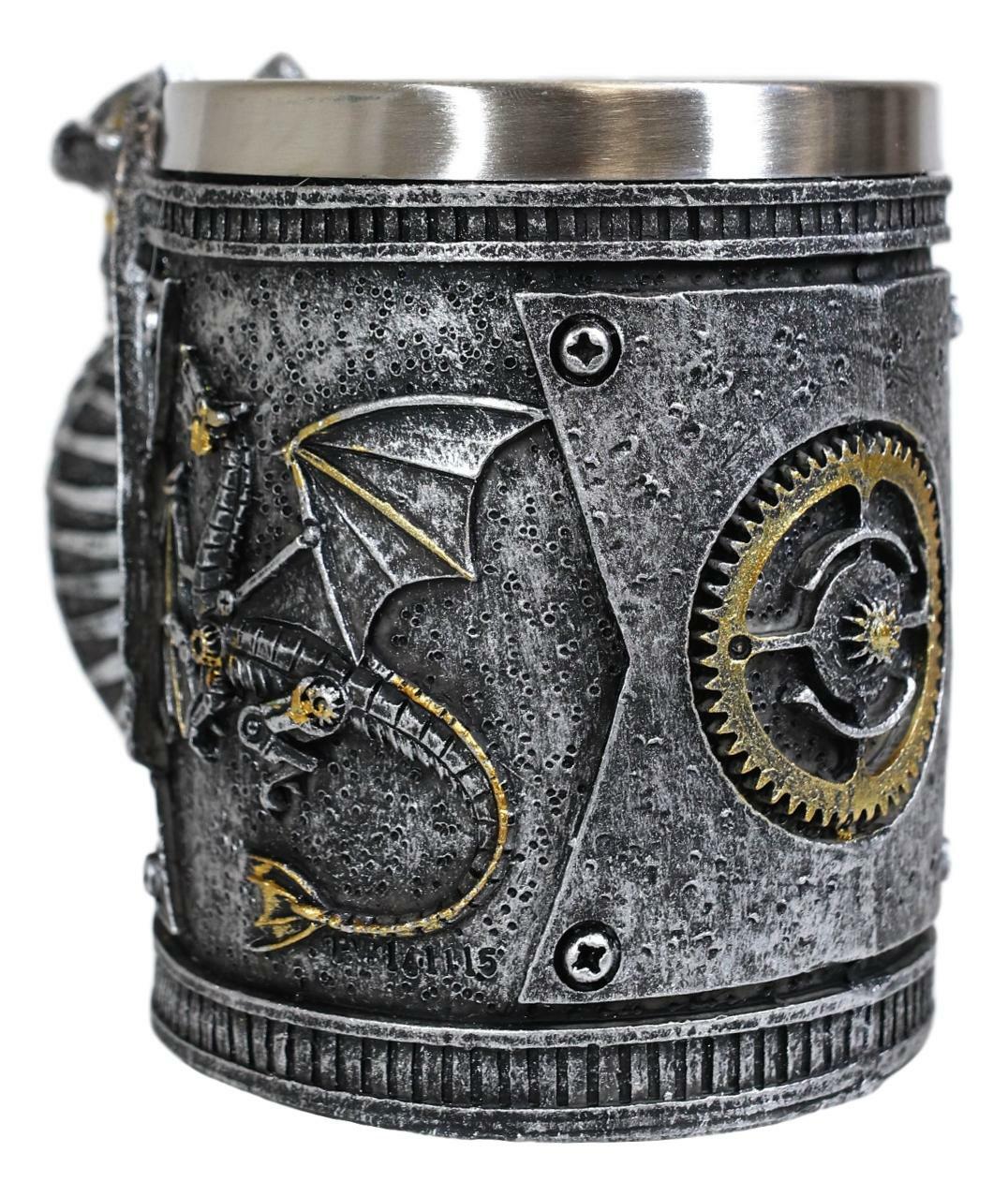 Silver Surfer Steampunk Cyborg Robotic Dragon Beer Stein Tankard Coffee Cup Mug