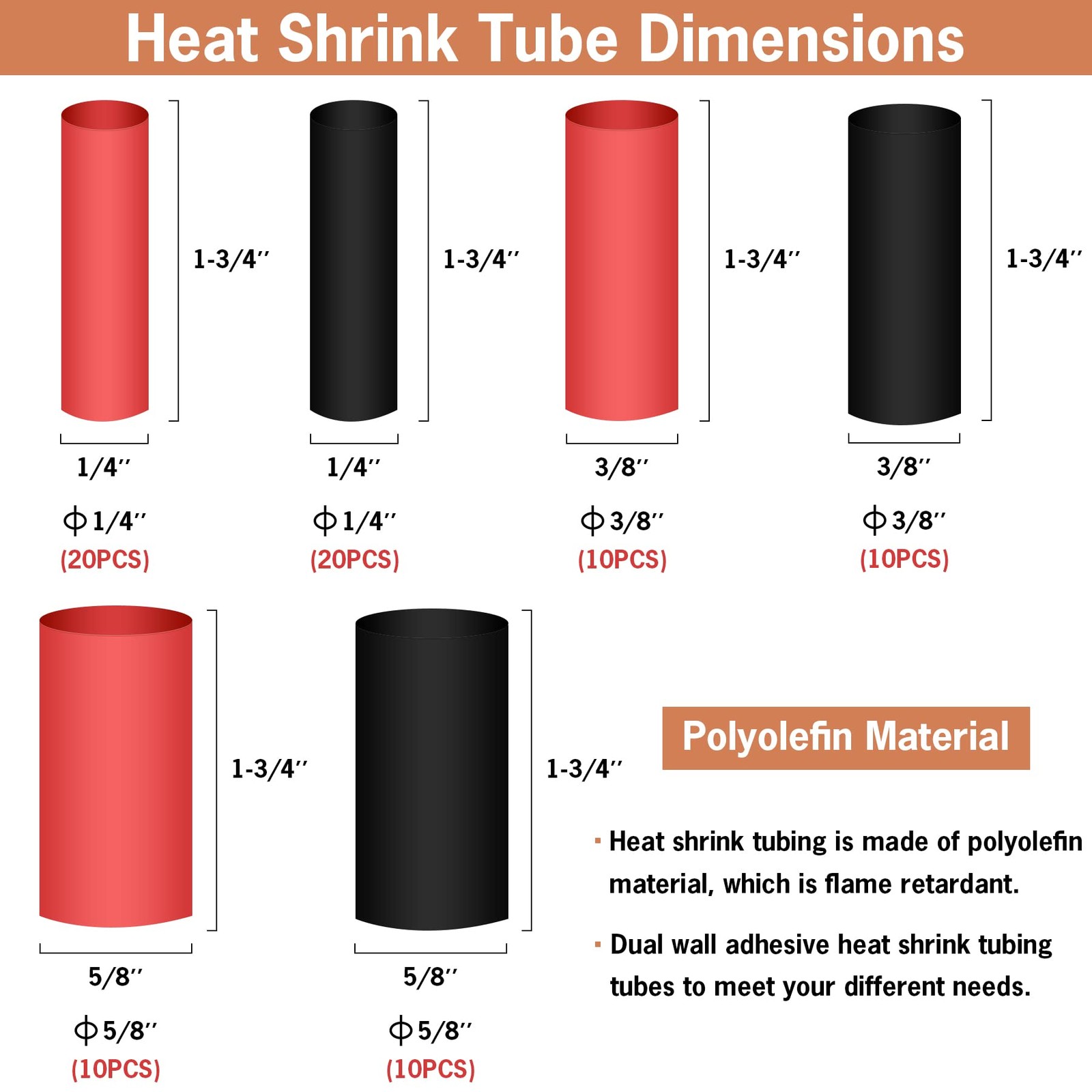 Copper Battery Cable Ends Wire Lugs Assortment Kit AWG 2 4 6 8 10 Gauge 150pcs