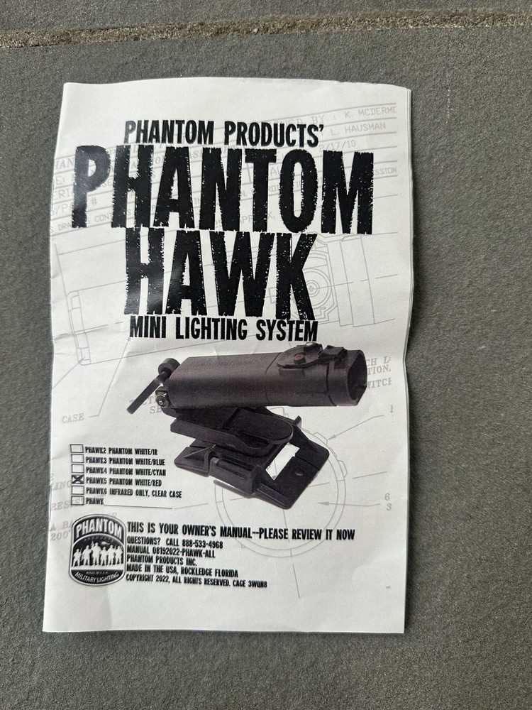 Phantom Hawk Mini Tactical Light-Black. White and Red light Capability