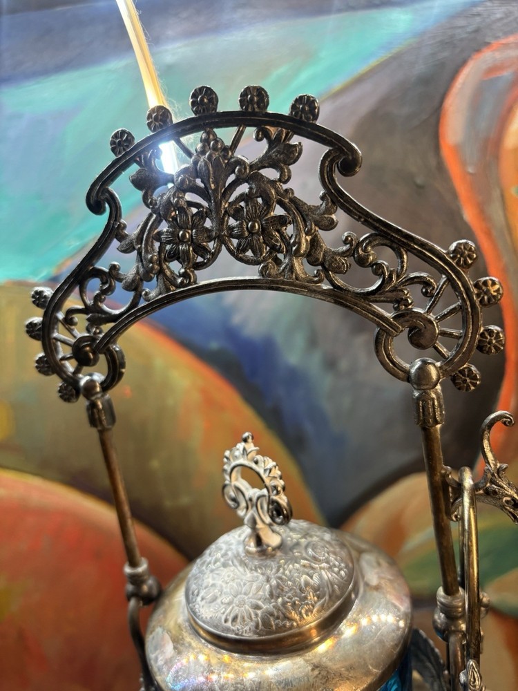Victorian Blue Glass Pickle Castor