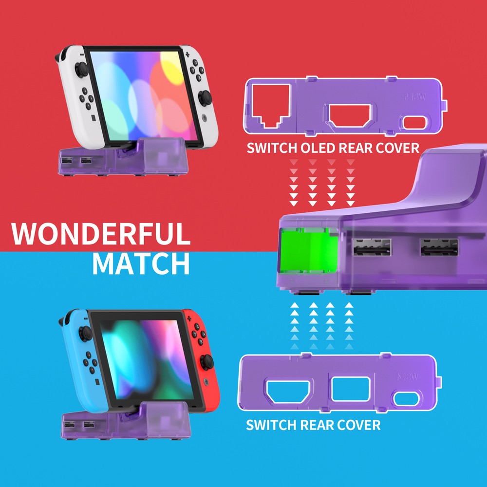 Replacement 7 Color 50 Effects RGB LED Shell Kit for Nintendo Switch OLED Dock