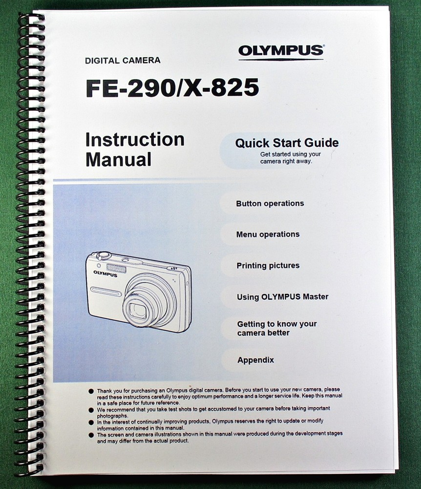 Olympus FE-290 Instruction Manual: 68 Pages & Protective Covers!
