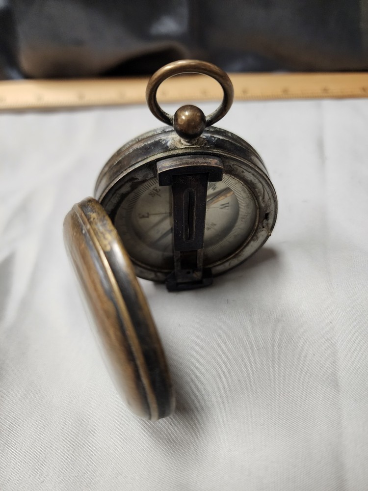 WWII Compass with Sighting Vane and Case