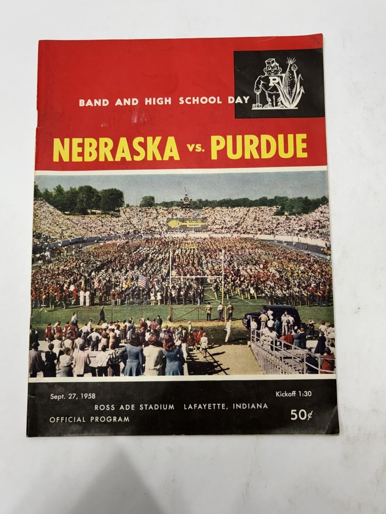 1958 Nebraska Vs. Purdue football program NCAA