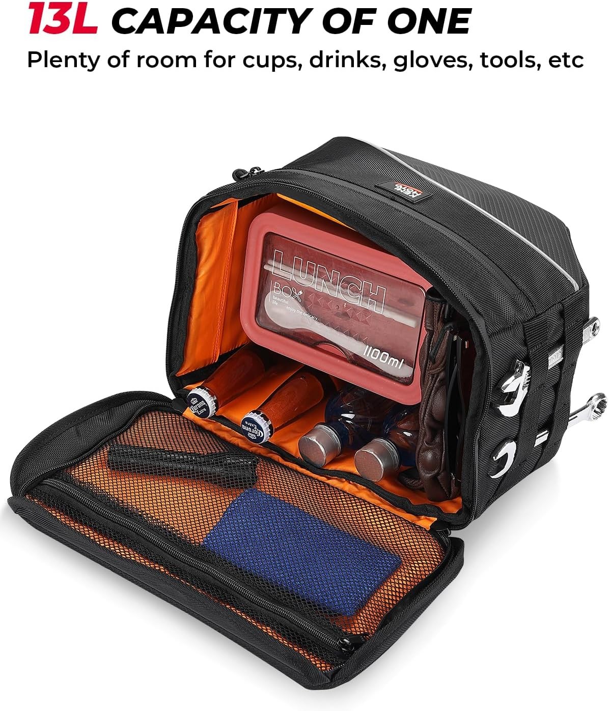 KEMIMOTO Upgrade Motorcycle Saddle Bags Middle-Sized Throw One Size, Black