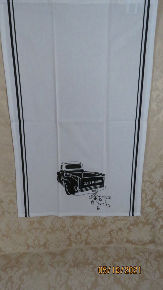 Tea Towel Wall Hanging JUST HITCHED 4EVR