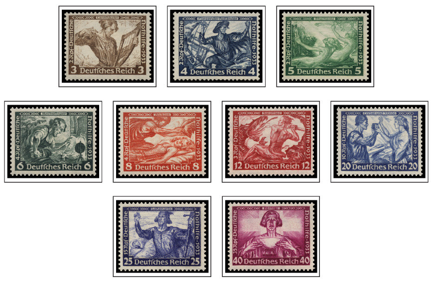 COLOR PRINTED GERMANY REICH 1868-1955 STAMP ALBUM PAGES (100 illustrated pages)