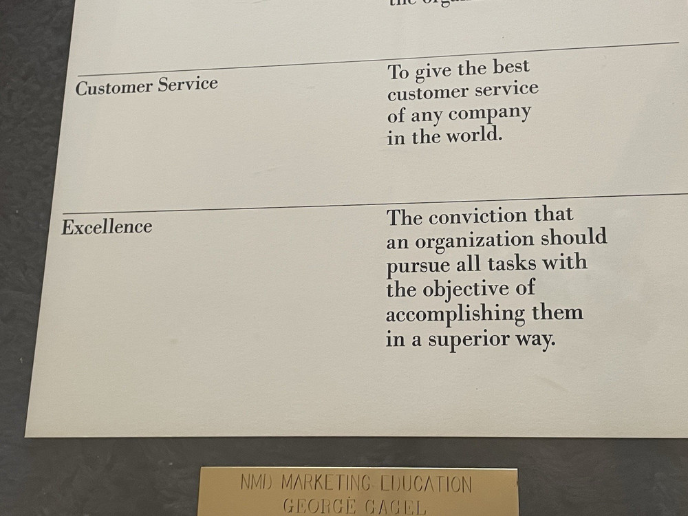 Vintage IBM Computer Framed Basic Beliefs Embossed Values Sign Document