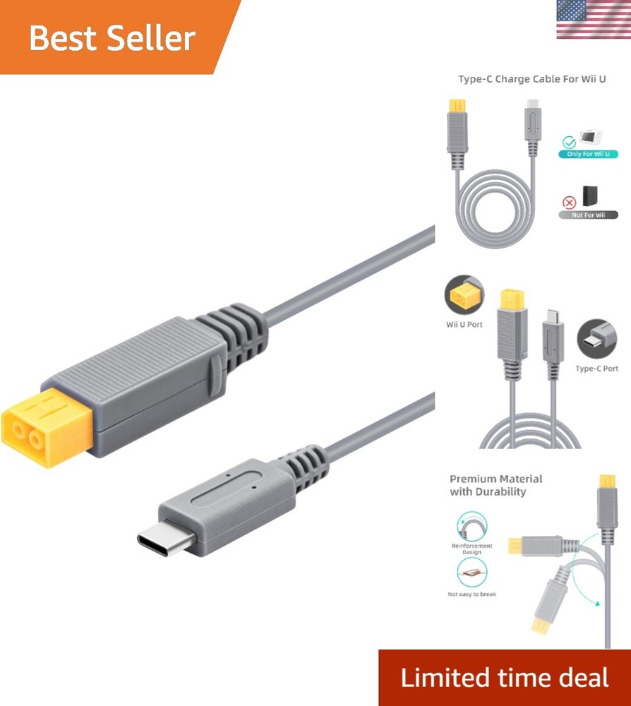 High-Quality Type-C Power Cable 6.5Ft for Wii U – Lightweight & Efficient
