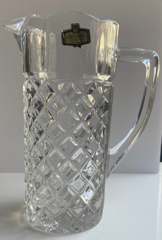 Zajecar Crystal Jug / Pitcher - Diamond Pattern Yugoslavia