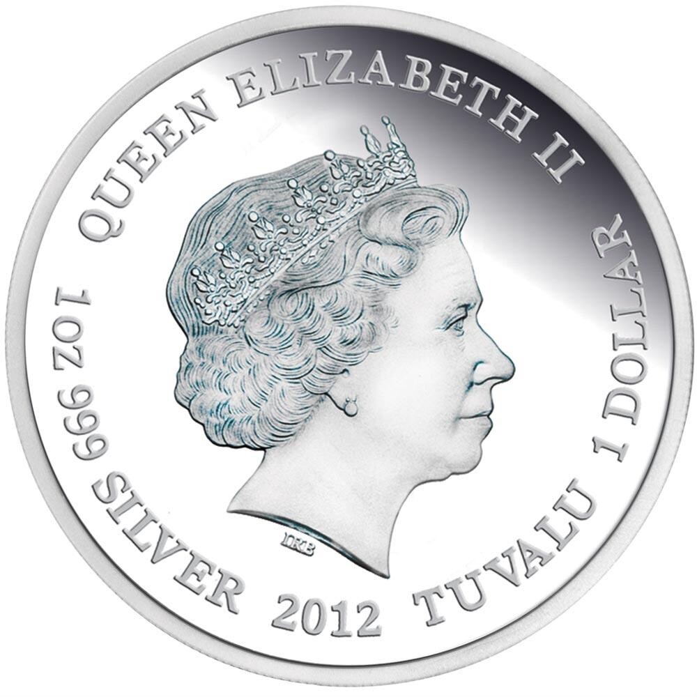 Tuvalu 2012 Tasmanian Eagle Silver Colored Coin Endangered & Extinct Perfect
