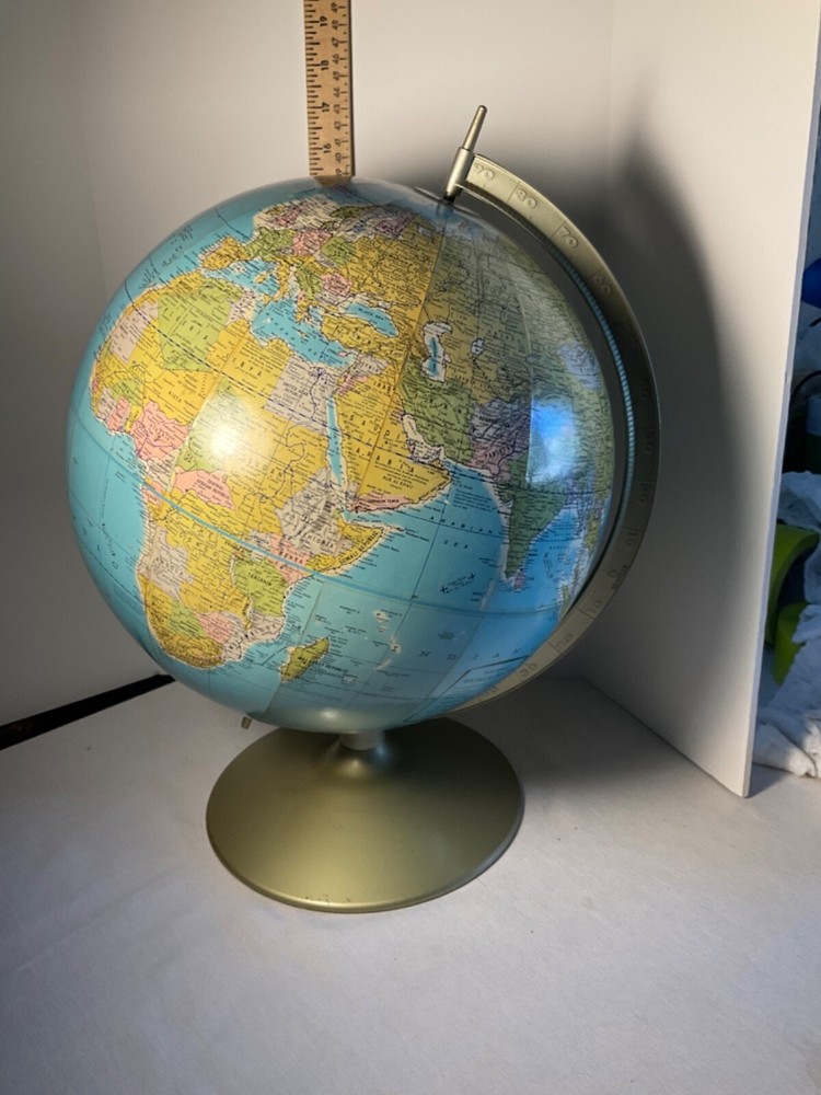 Rand McNally World globe vintage on stand 17”
