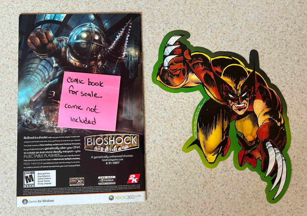 COMIC IMAGES Huge Decal (Marvel 1990) -- WOLVERINE Leaping -- 10" x 8"