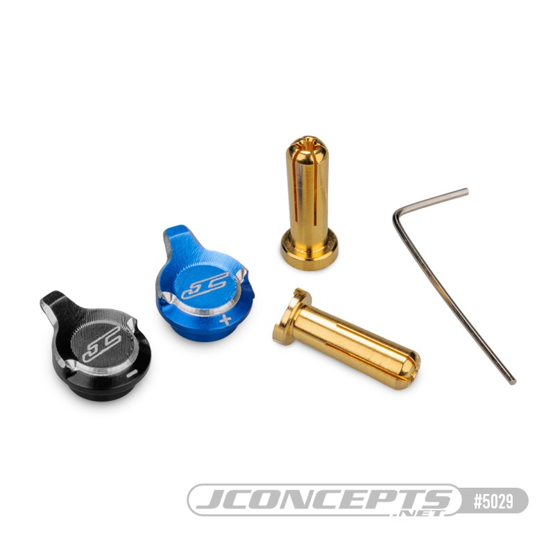 JConcepts 5029 - Battery Plug Pull Set w/ 2 5mm Bullet Connectors, Blue & Black