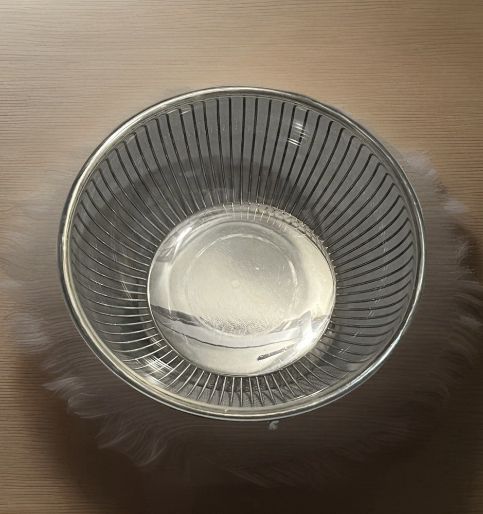 Vintage Gorham Silver Plated Wire Bowl 7" With Hard Plastic Insert