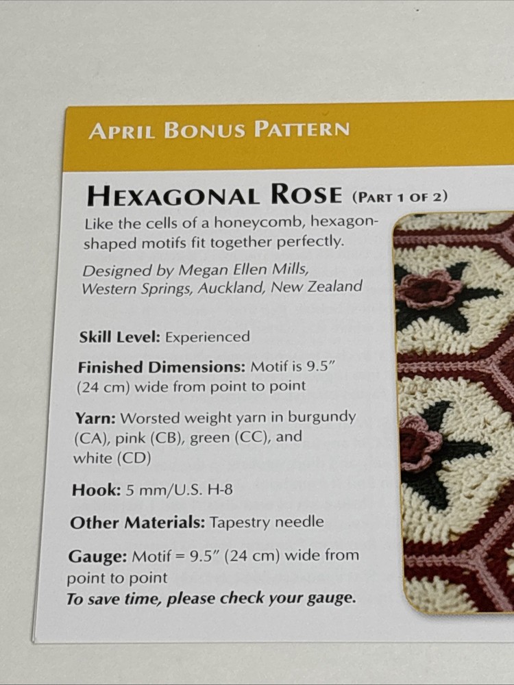 Hexagonal Rose Crochet Pattern Cards Pages