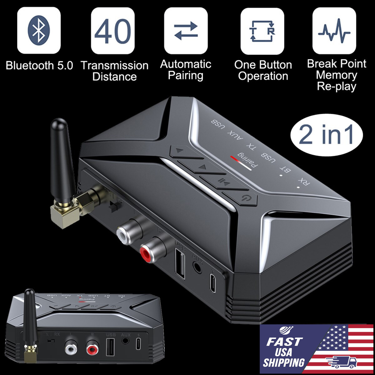 Long Range Bluetooth Transmitter Receiver Wireless Home Car Stereo Audio Adapter