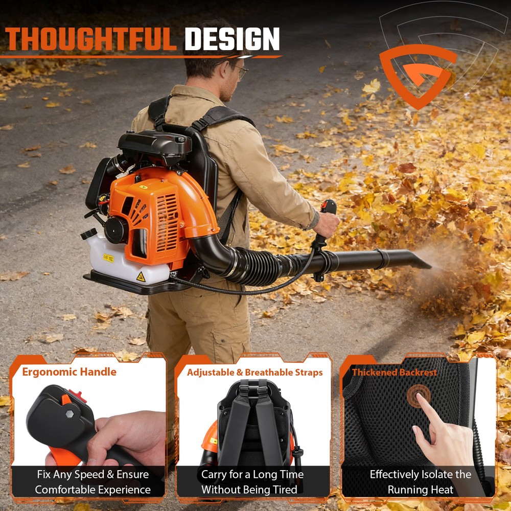Commercial Leaf Blower Snow Blower Backpack 63CC 2-Stroke Gas Powered Engine US