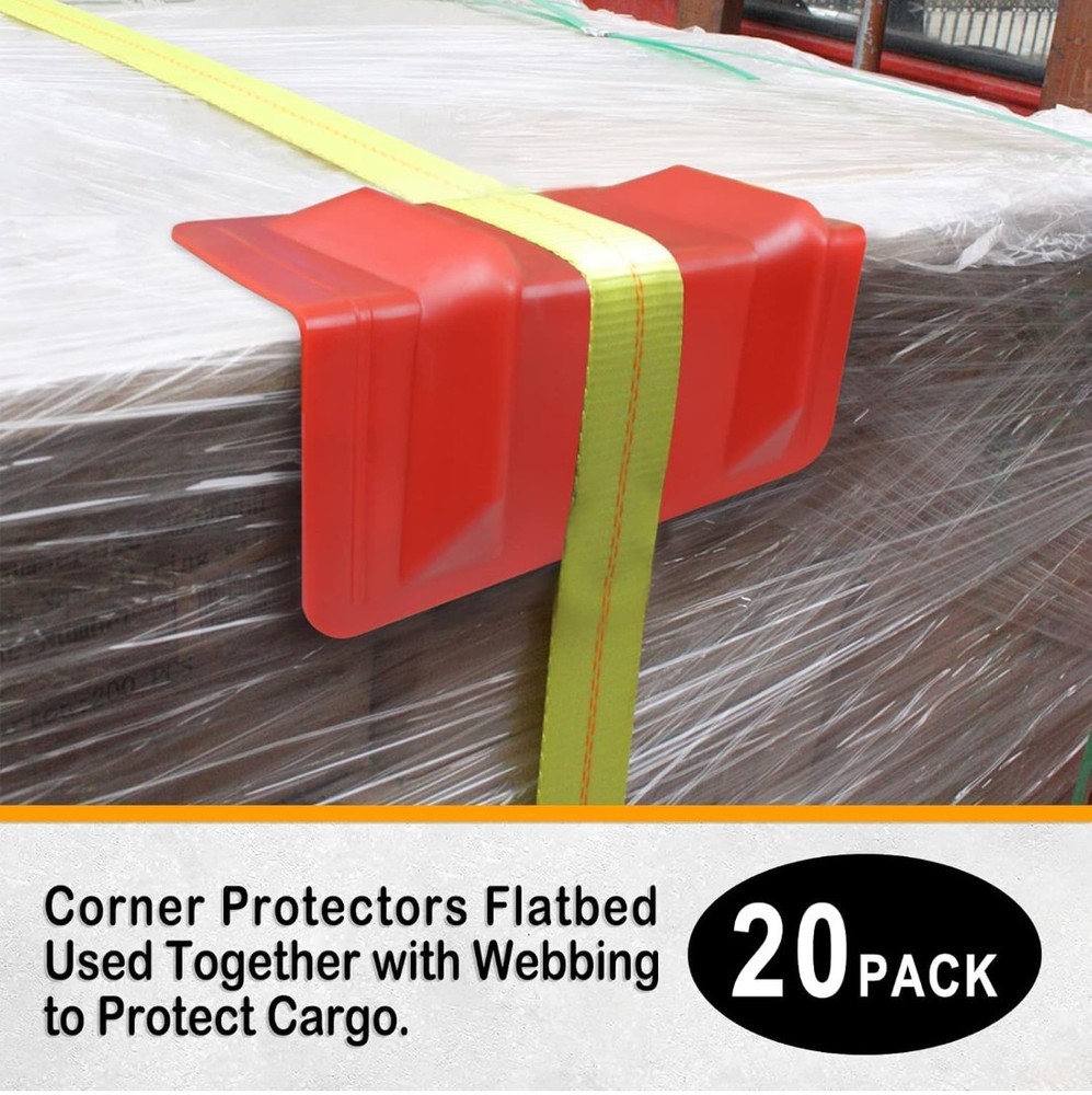 20 Pack Flatbed Edge Protectors for Cargo Loads (Red)