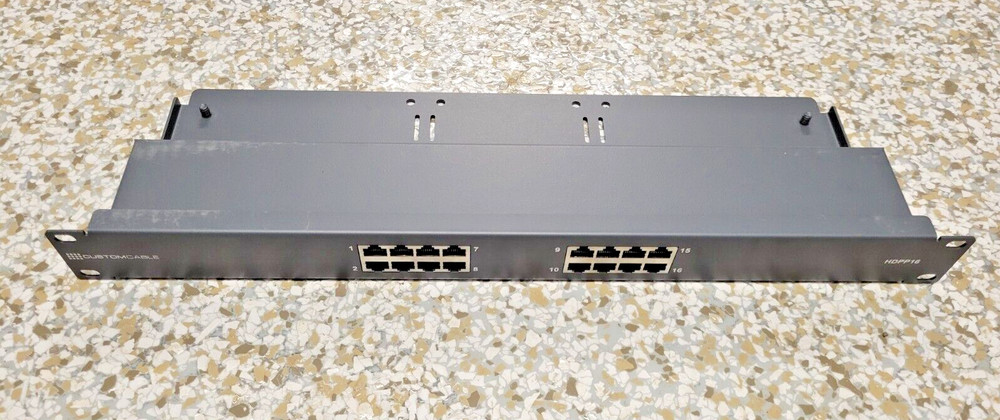 Custom Cable HDPP16 High Density Network Patch Panel 16 RJ-45 Ports Black NOS