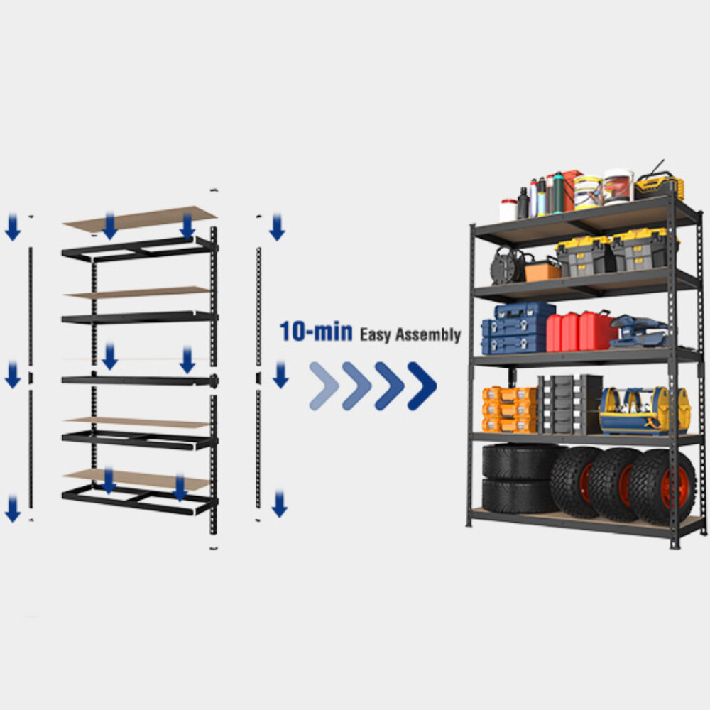 WORKPRO 5Tier Steel Shelving Storage Unit 35-3/10"x17-1/2"x 72" Heavy Duty Shelf