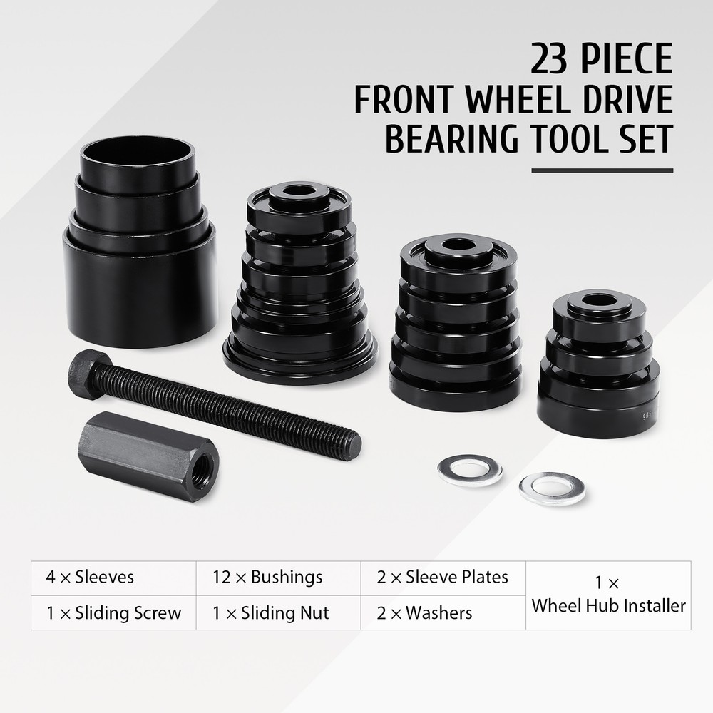OMT Front Wheel Drive Bearing Press Removal Adapter Puller Pulley Tool Kit 23Pcs
