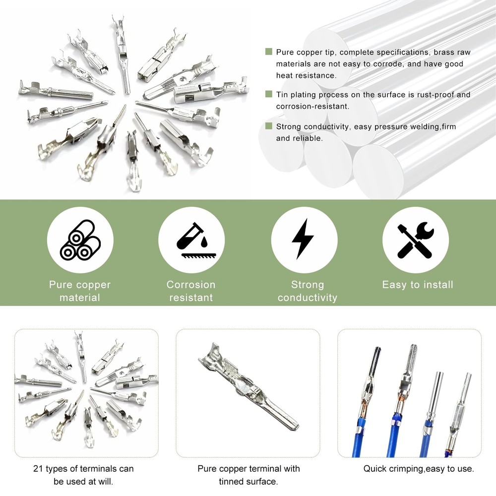 NYTKL 290PCS Car Electrical Wire Terminal Pins Connector, Silver