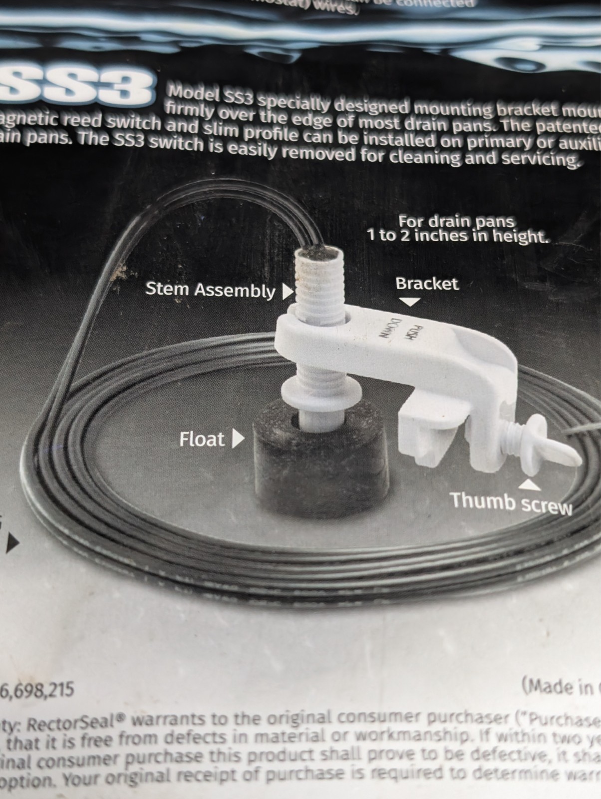 RectorSeal Safe-T-Switch Model SS3, Safe T Switch, Condensate Overflow Shut-Off