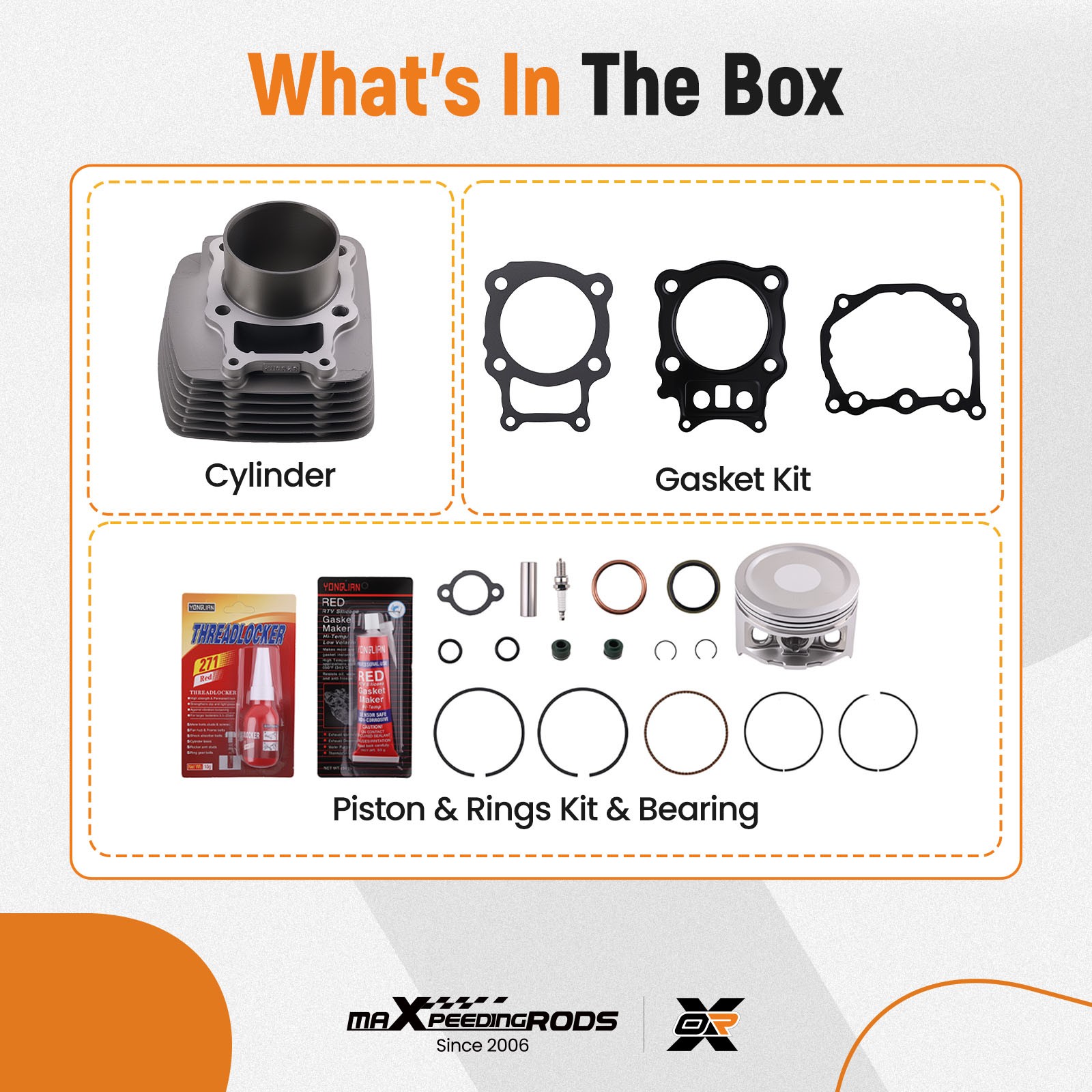 Cylinder Piston Gasket Top End Rebuild Kit For Honda Rancher TRX350 00-2006