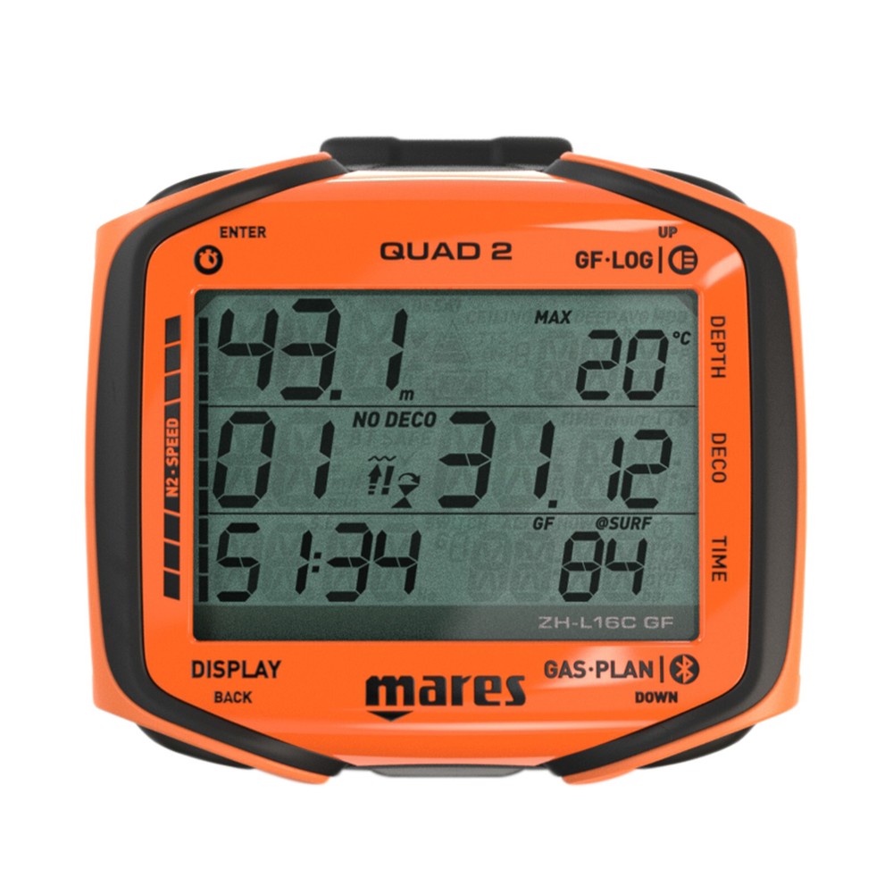 Mares Quad 2 Dive Wrist Mount Computer Scuba Diving Dive Black/Orange 414152OR