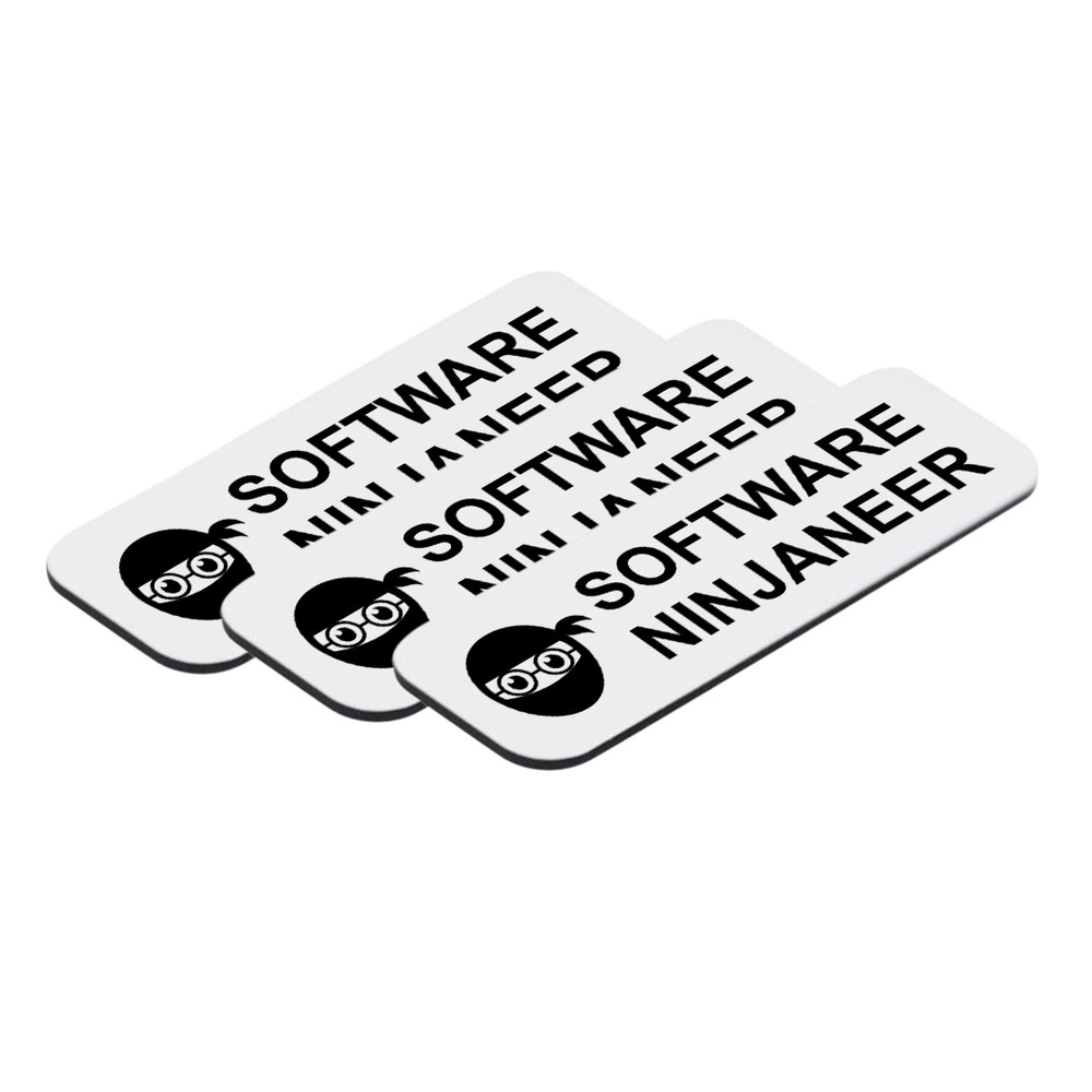 Software Ninjaneer 1 x 3" Name Tag/Badge, (3 Pack)