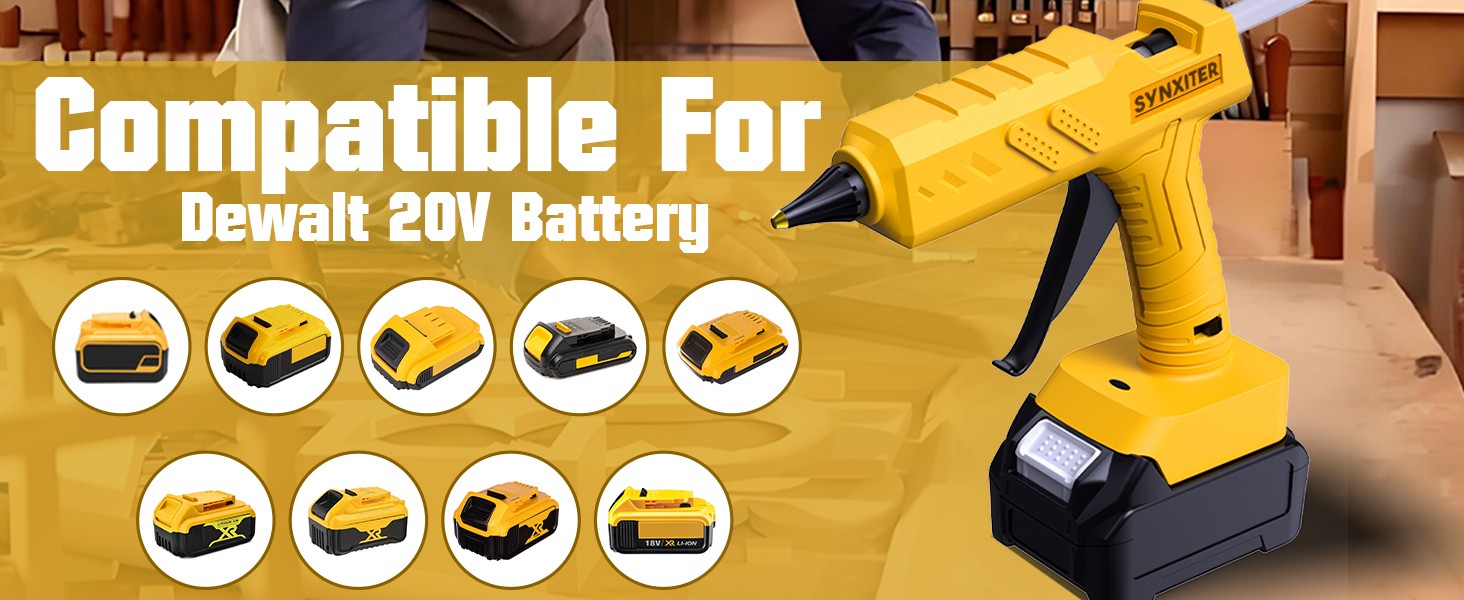 Hot Melt Glue Gun Cordless For Dewalt 20V Max Li-Ion Battery w/10X Sticks DCB200