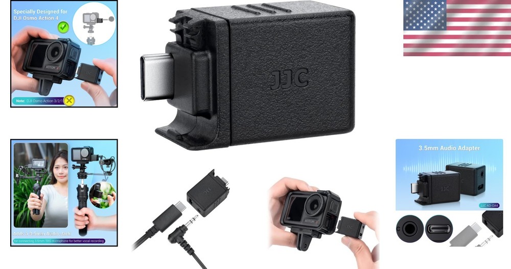 DJI Osmo Action 5 Pro Mic Adapter – 3.5mm Input with Type-C Charging Capability