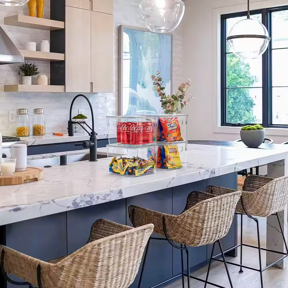 Medium Clear Plastic Storage Bins with Lids, Clear Stackable Storage Bins, Laund