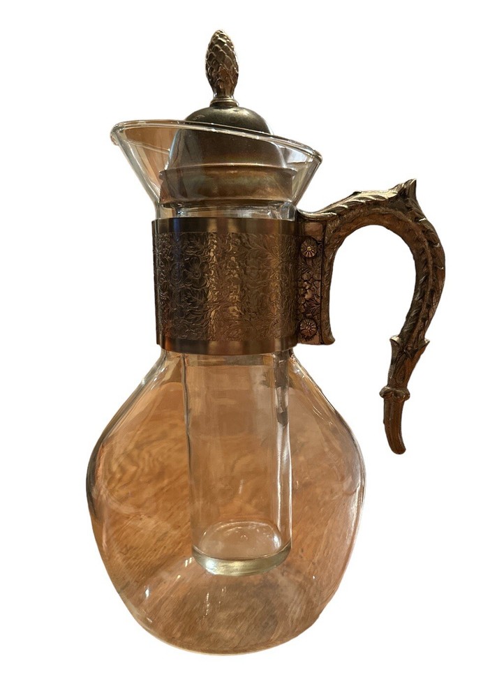 Vintage Silver Plate and Corning Glass Pitcher with Insert