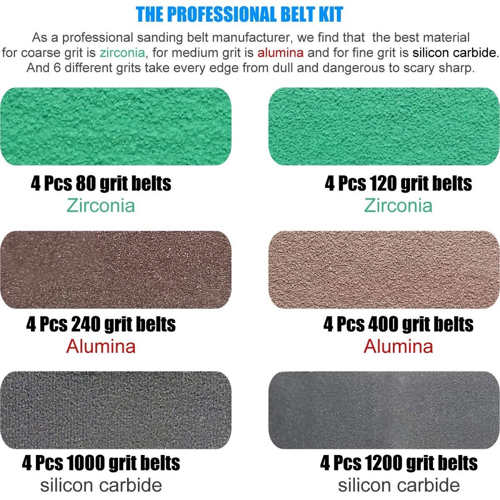 24 Pcs 1/2" x 12" Replacement Belt Kit for Work Sharp Knife and Tools Sharpeners