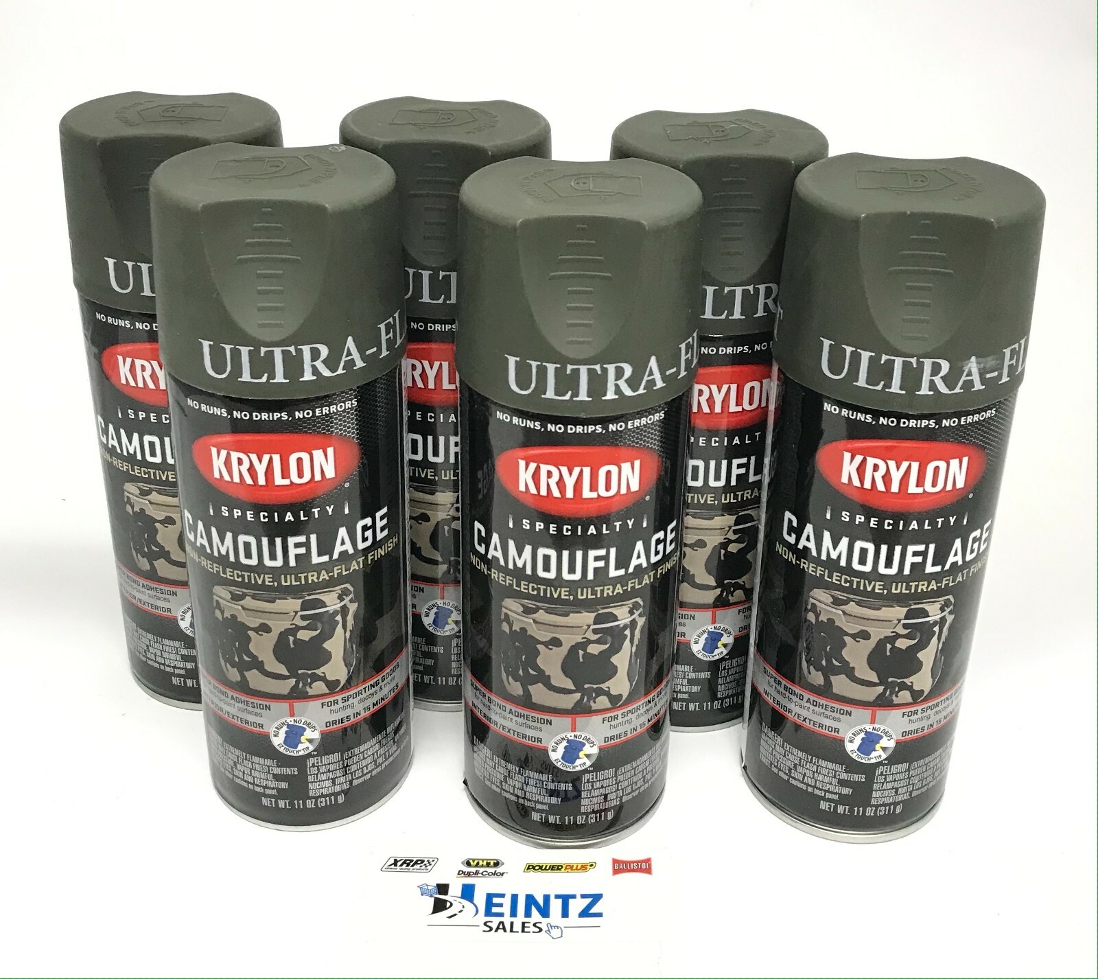 KRYLON 4293-6 PACK OLIVE Camouflage Non-Reflective Ultra-Flat Finish Spray Paint