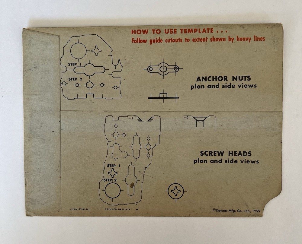 VINTAGE KAYLOCK MINIATURES DRAFTING TEMPLATE # 2