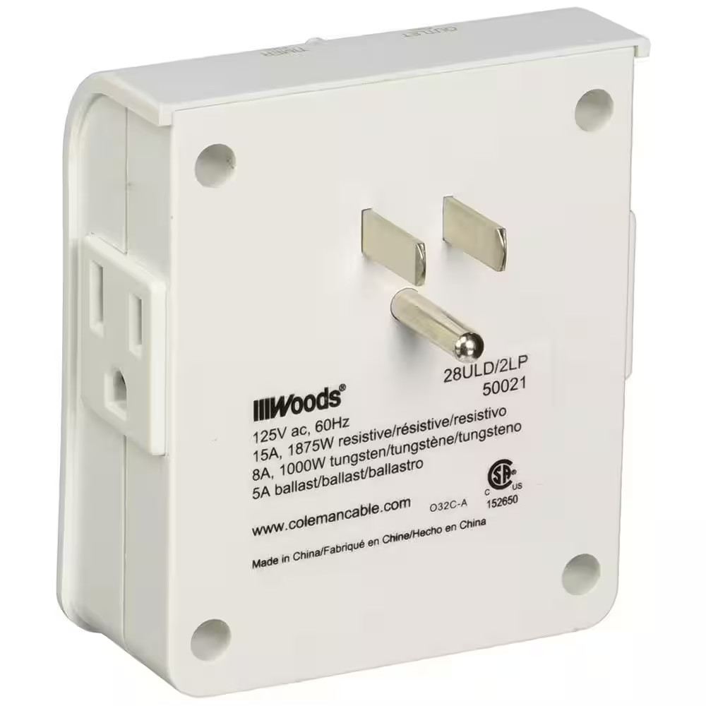 15-Amp 24-Hour Indoor Plug-In Dual-Outlet Programmable Mechanical Timer, White