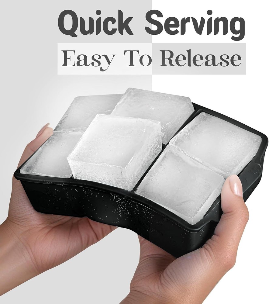 Versatile Silicone Ice Cube Trays - Stackable 2-Inch Molds for Luxurious Drinks