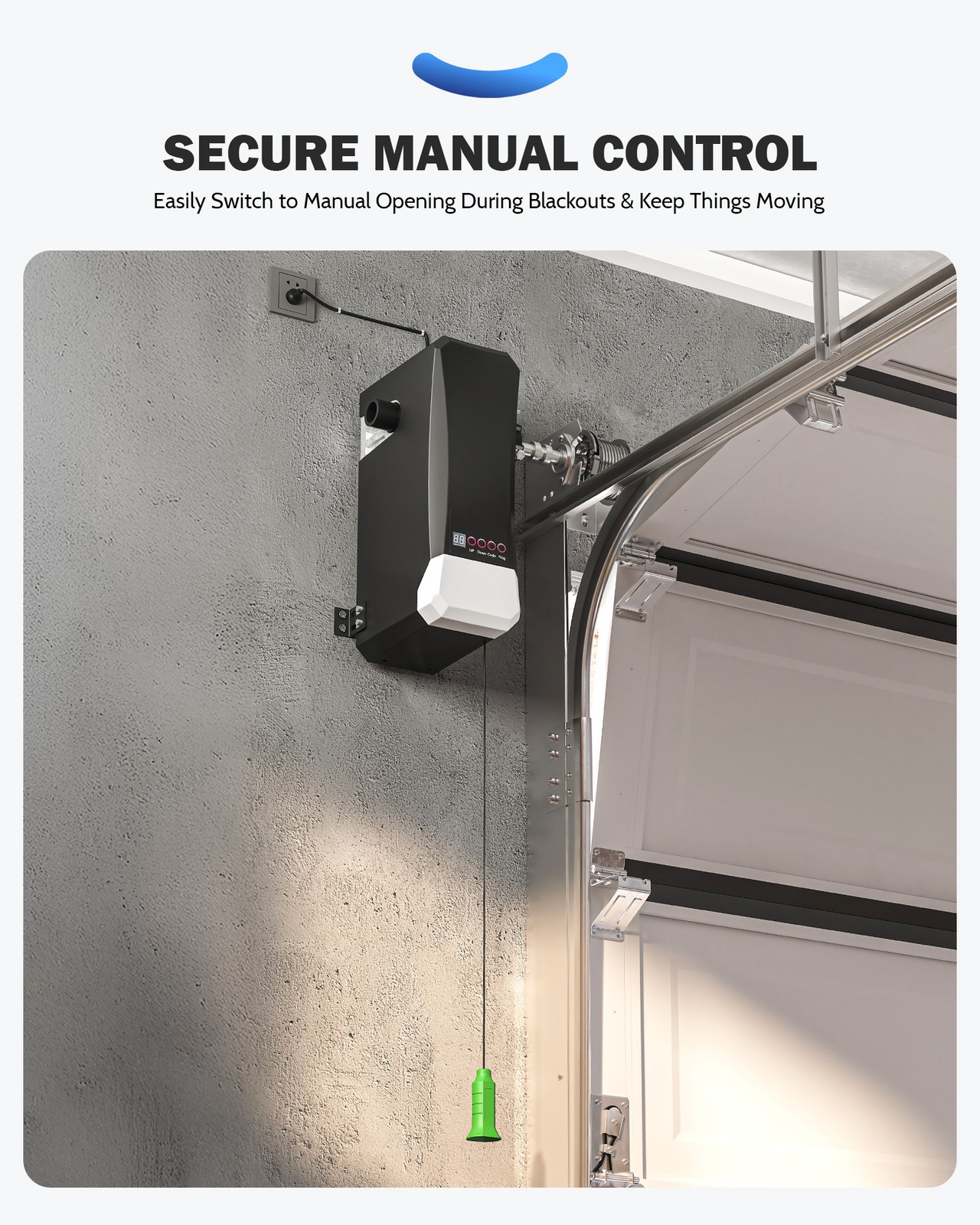 ZUMI Wall Mount Automatic Garage Door Opener with Remote Controls IR Sensors