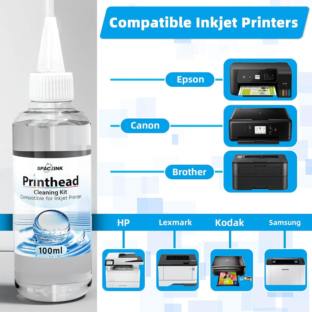 Spaceink Printhead Cleaning kit 200mL for E pson Printer, Printer Cleaning Kit f
