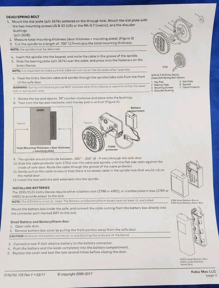 Lagard 39E Electronic Lock with 3035 Keypad. Includes user/install instruction