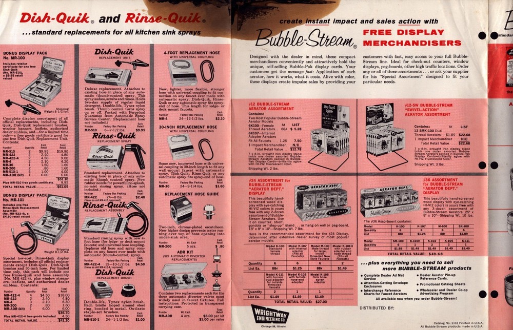 1963 Bubble-Stream Water Nozzle Brochure 11" x 22"