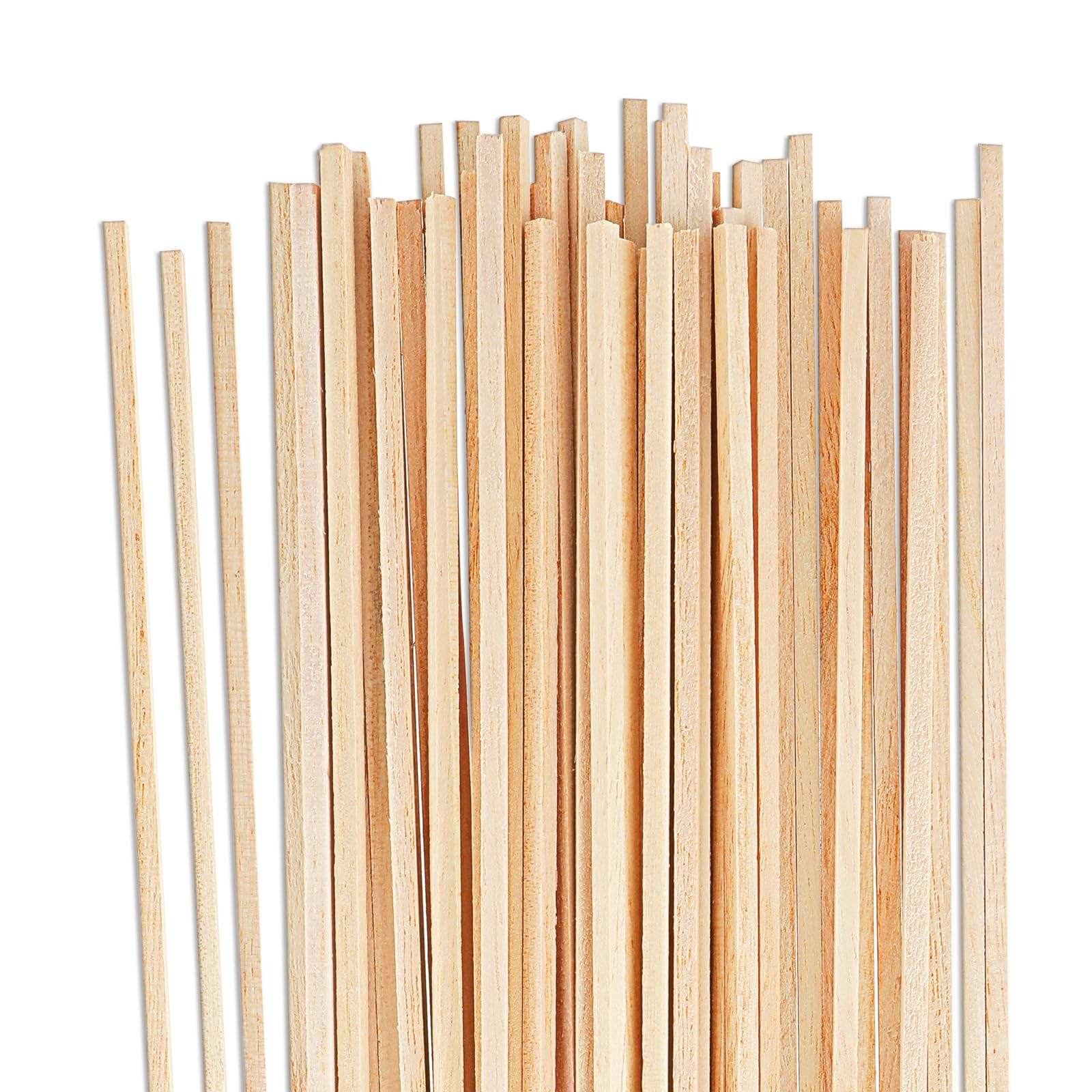 50 PCS Wooden Dowel Rods, Square Dowels 1/8" x 12"（50pcs）, wood color
