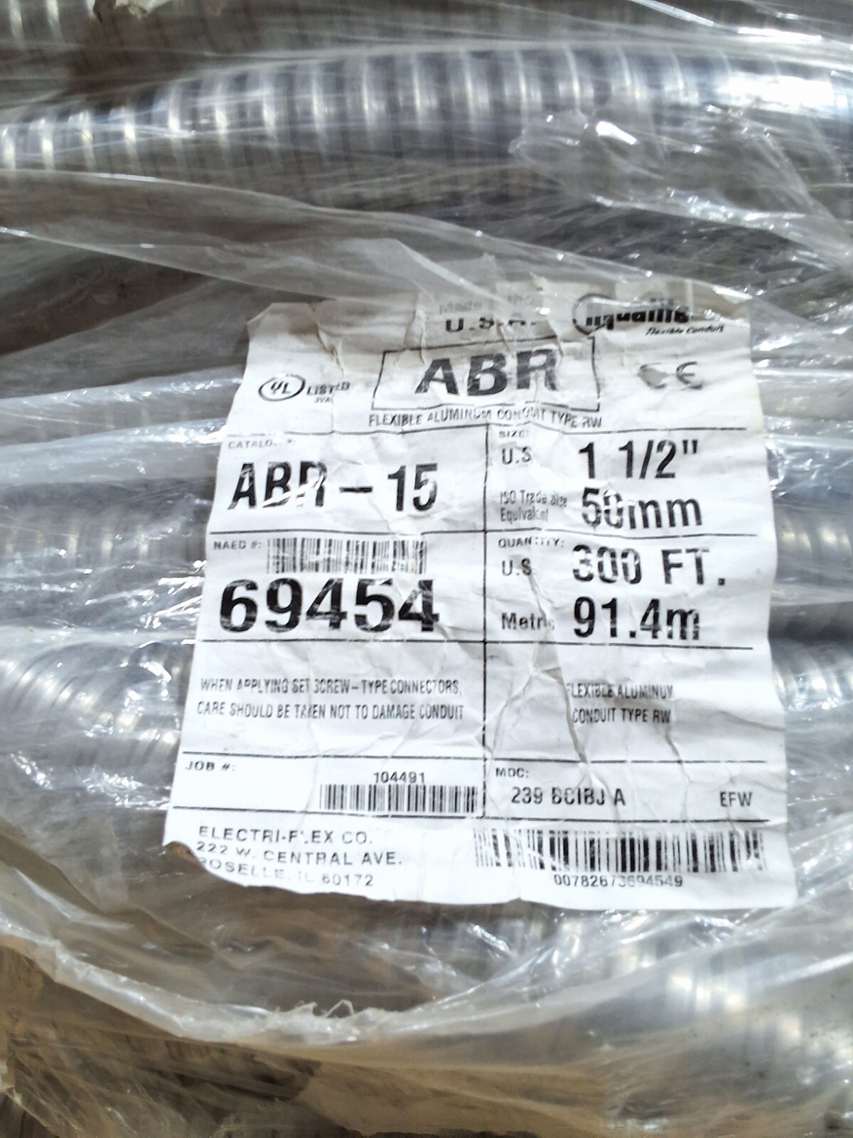 300 Feet 1-1/2" Type RW Aluminum Flexible Metal Conduit