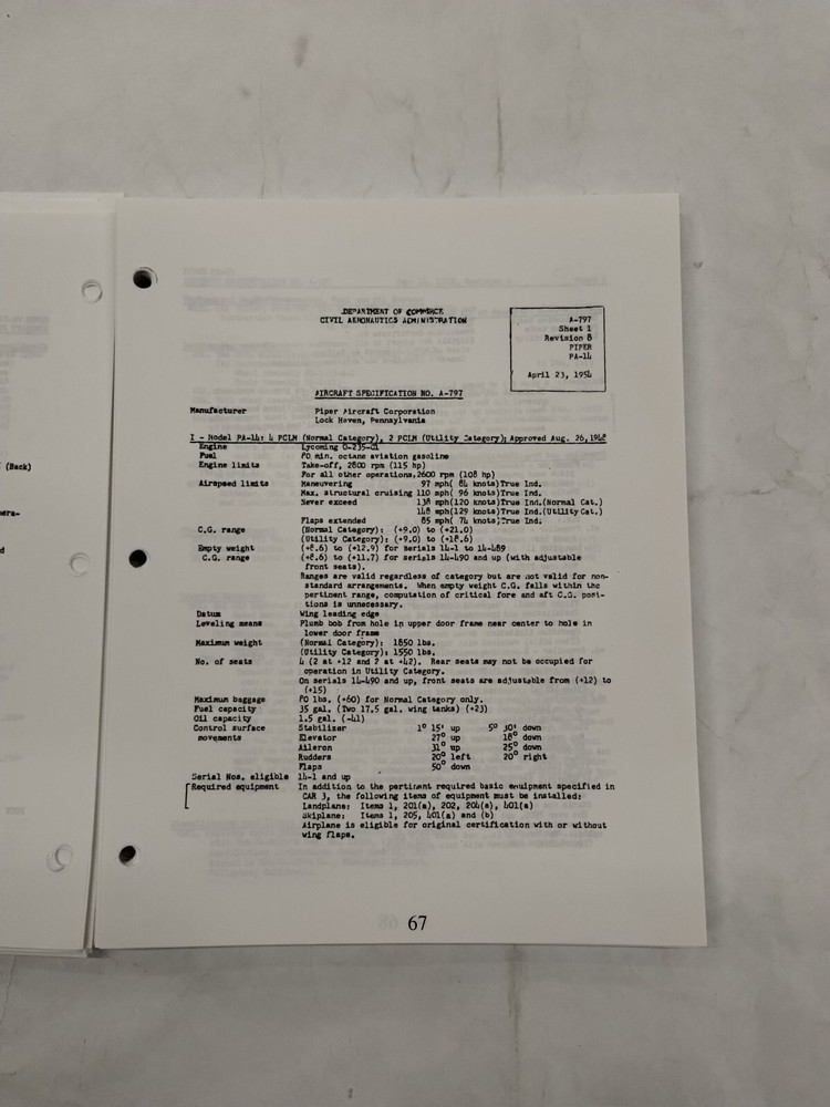 Piper Aircraft Type Specifications Manual-Copy