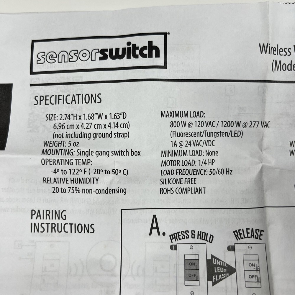 Acuity Controls Sensor Wall Switch SPODMR WR WH RDT Wireless Interface White New