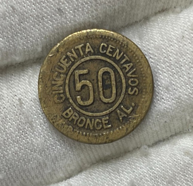 1922 Guatemala 50 Centavos Coin High Value