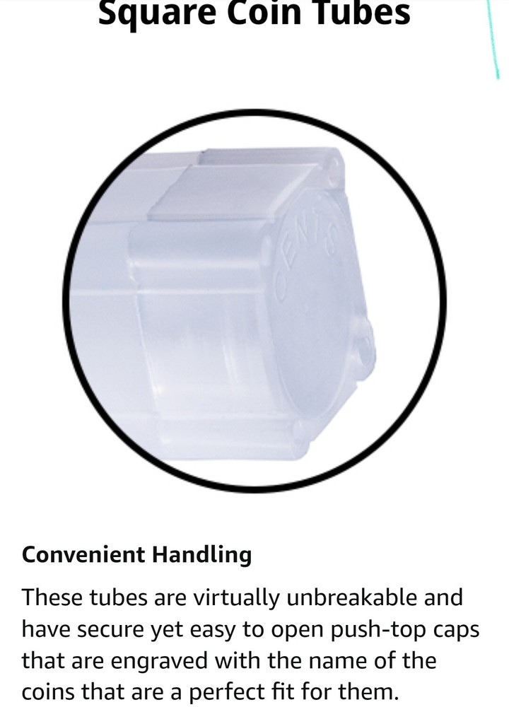 Lighthouse - Square Coin Tubes - Convenient Push Top, Virtually Unbreakable,...
